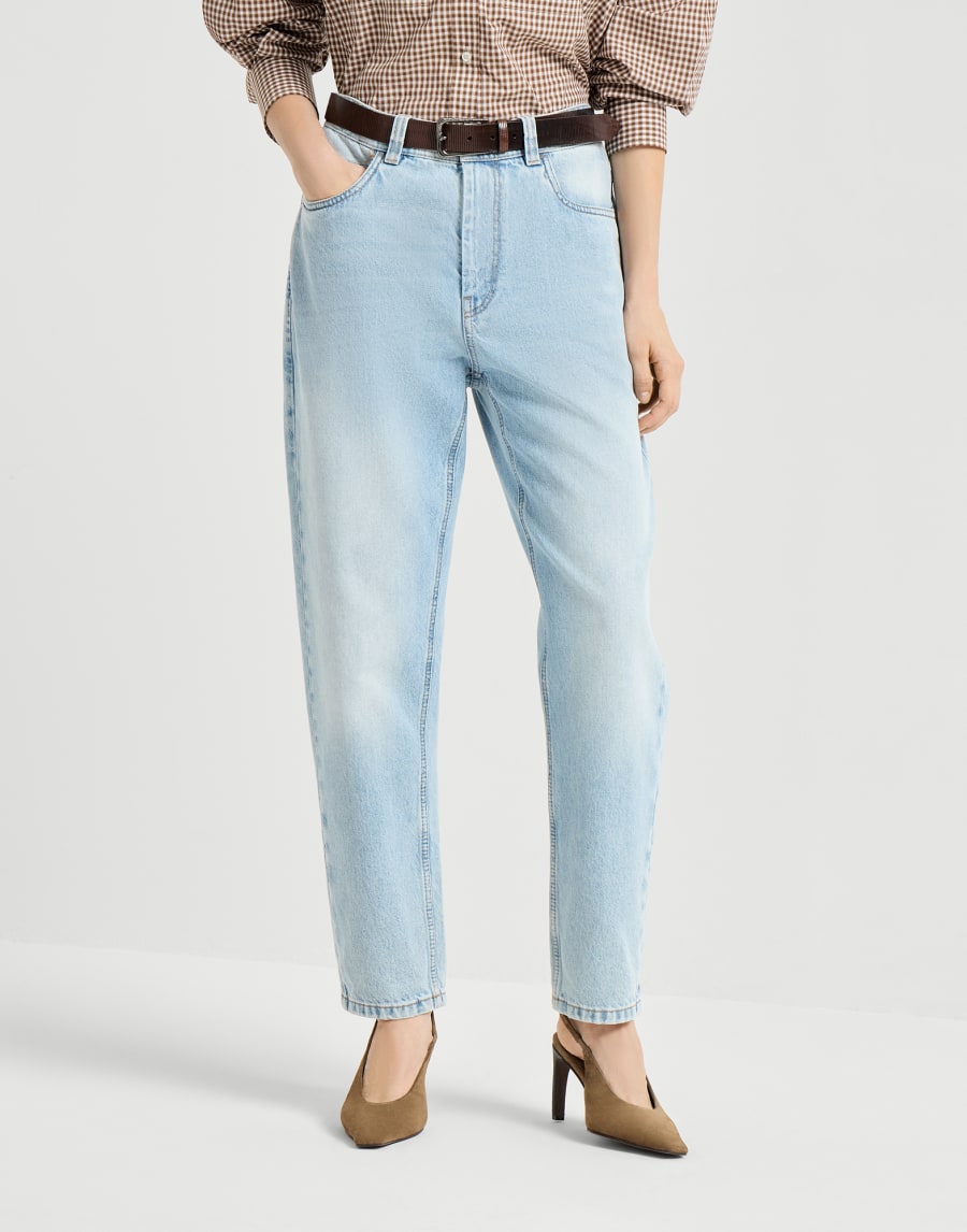 Брюки Baggy Tapered Очень светлый деним Женщина - Brunello Cucinelli