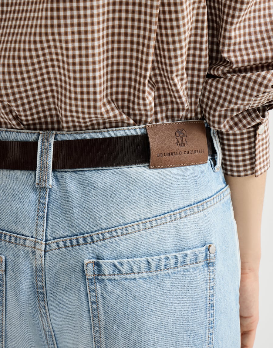 Baggy Tapered trousers Light Blue Denim Woman - Brunello Cucinelli