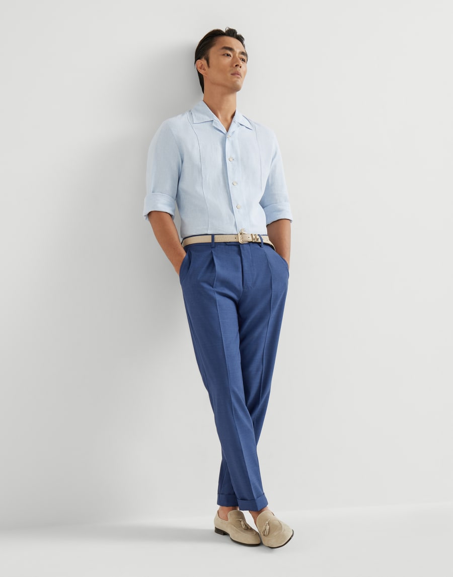 Trousers with pleats Royale Blue Man - Brunello Cucinelli