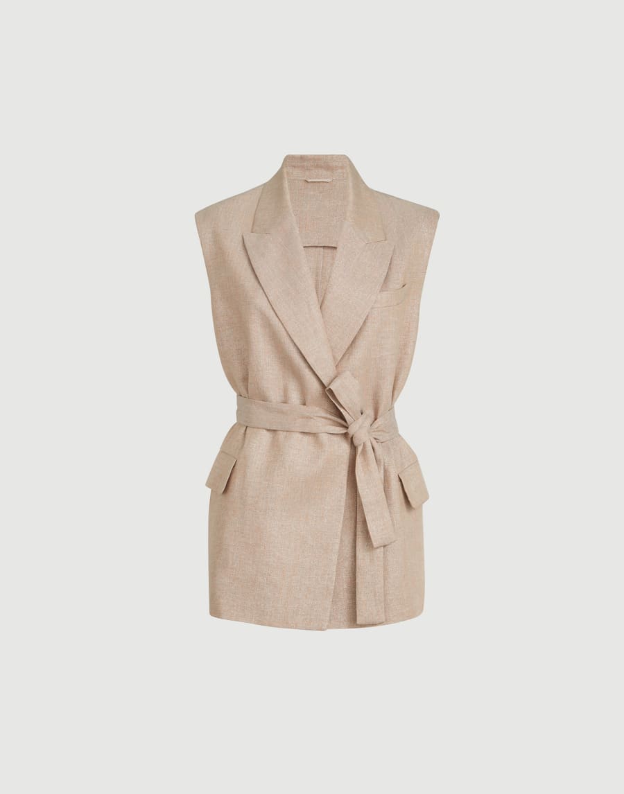 Twill vest with monili Antique Pink Woman - Brunello Cucinelli