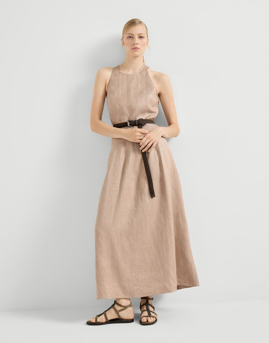 Sparkling twill dress Antique Pink Woman - Brunello Cucinelli