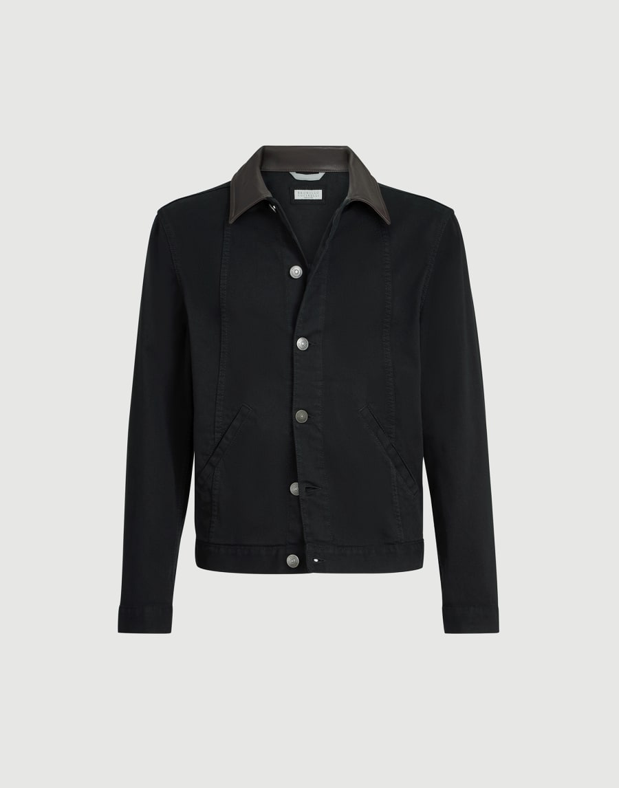 Giubbino in denim tinto capo Nero Uomo - Brunello Cucinelli