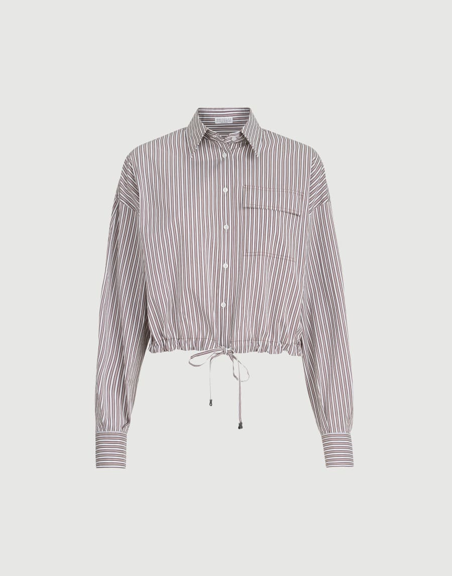 Striped poplin shirt Bordeaux Woman - Brunello Cucinelli