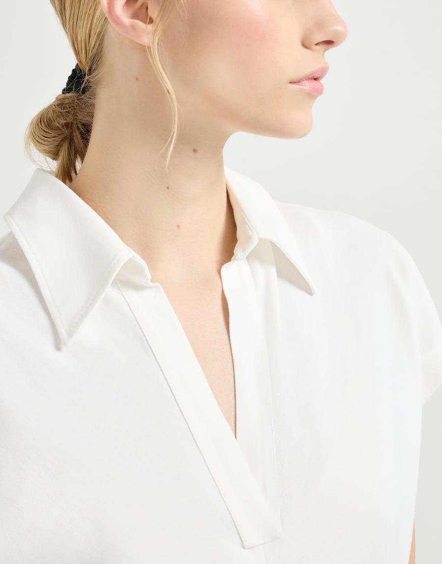 Twill dress with monili White Woman - Brunello Cucinelli