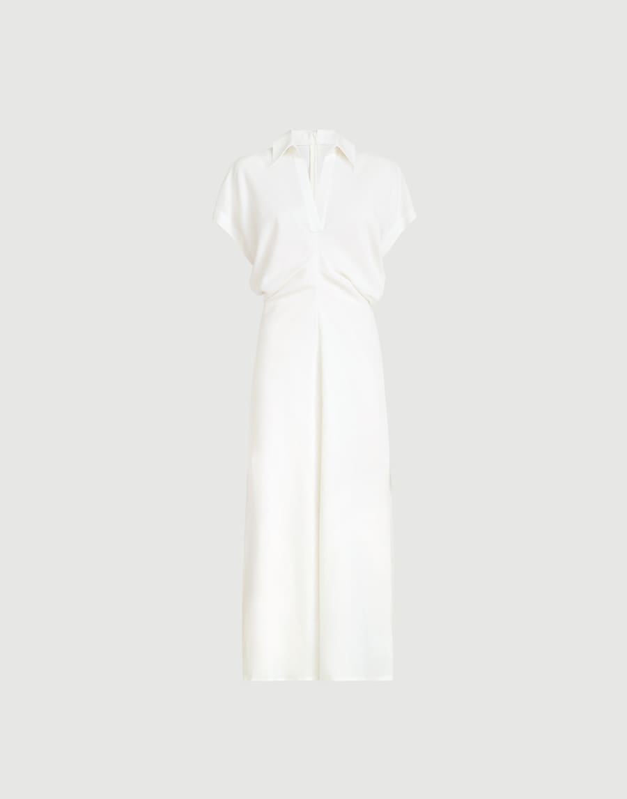 Twill dress with monili White Woman - Brunello Cucinelli