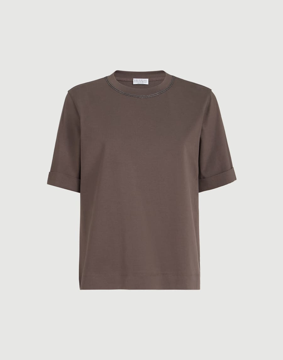 Cotton jersey T-shirt Brown Woman - Brunello Cucinelli