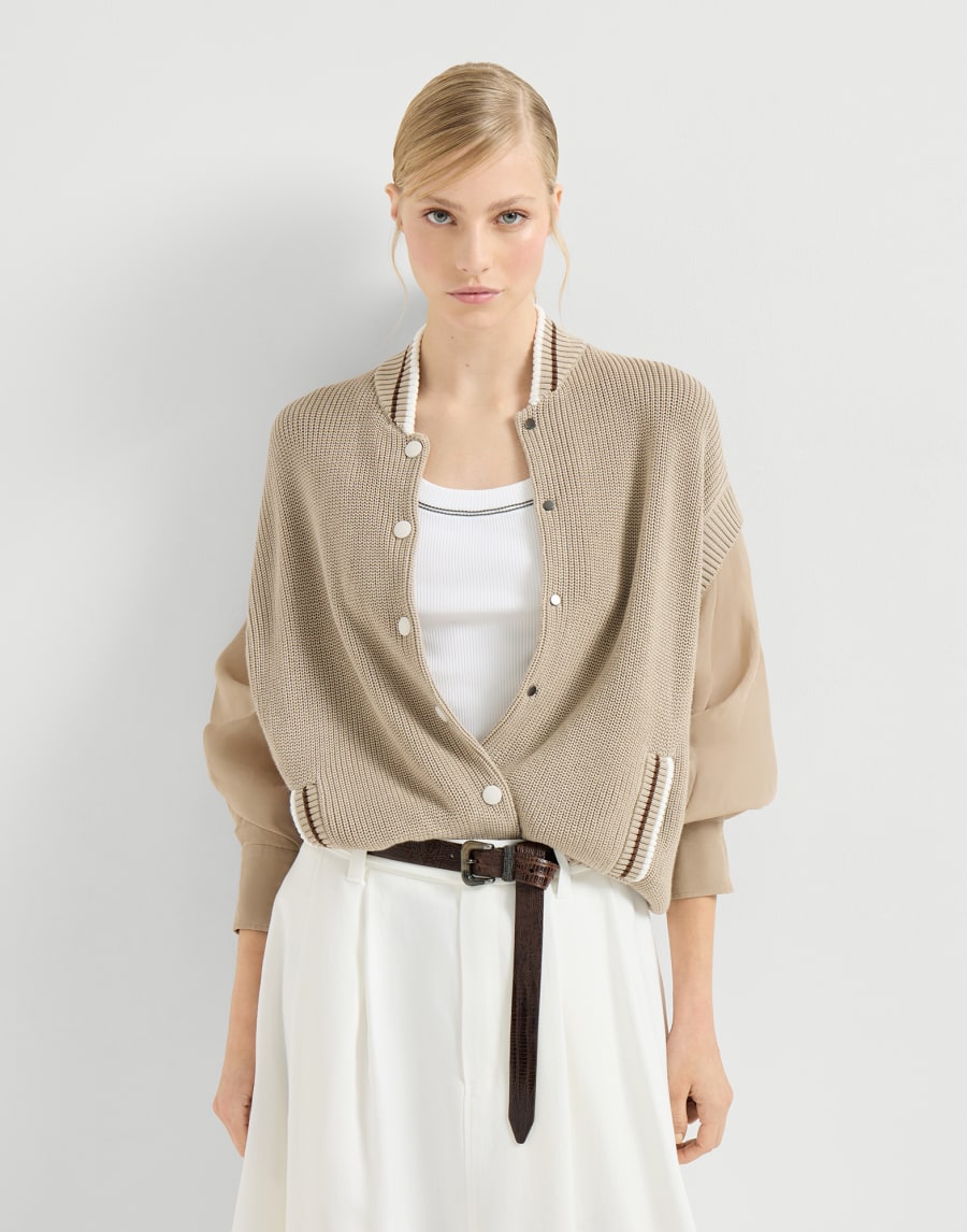 Cotton cardigan Beige Woman - Brunello Cucinelli