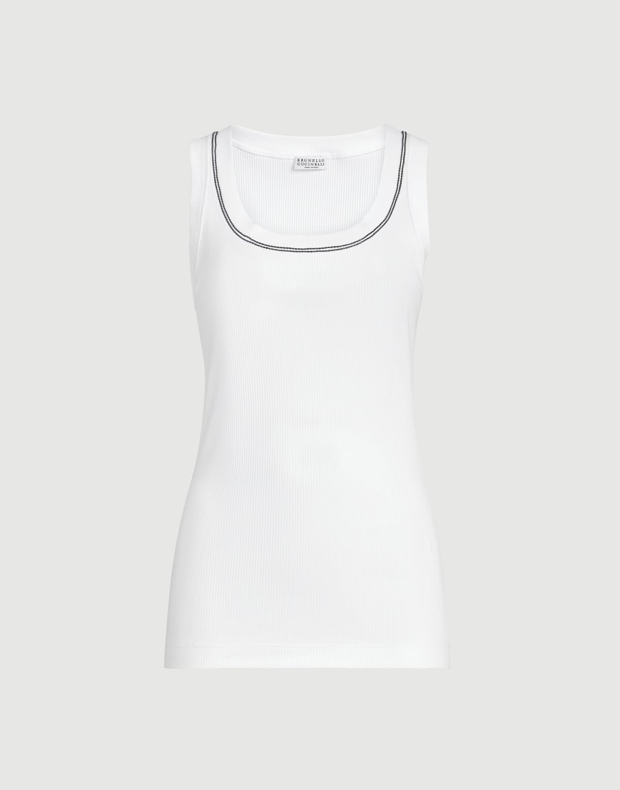 Ribbed jersey top White Woman - Brunello Cucinelli