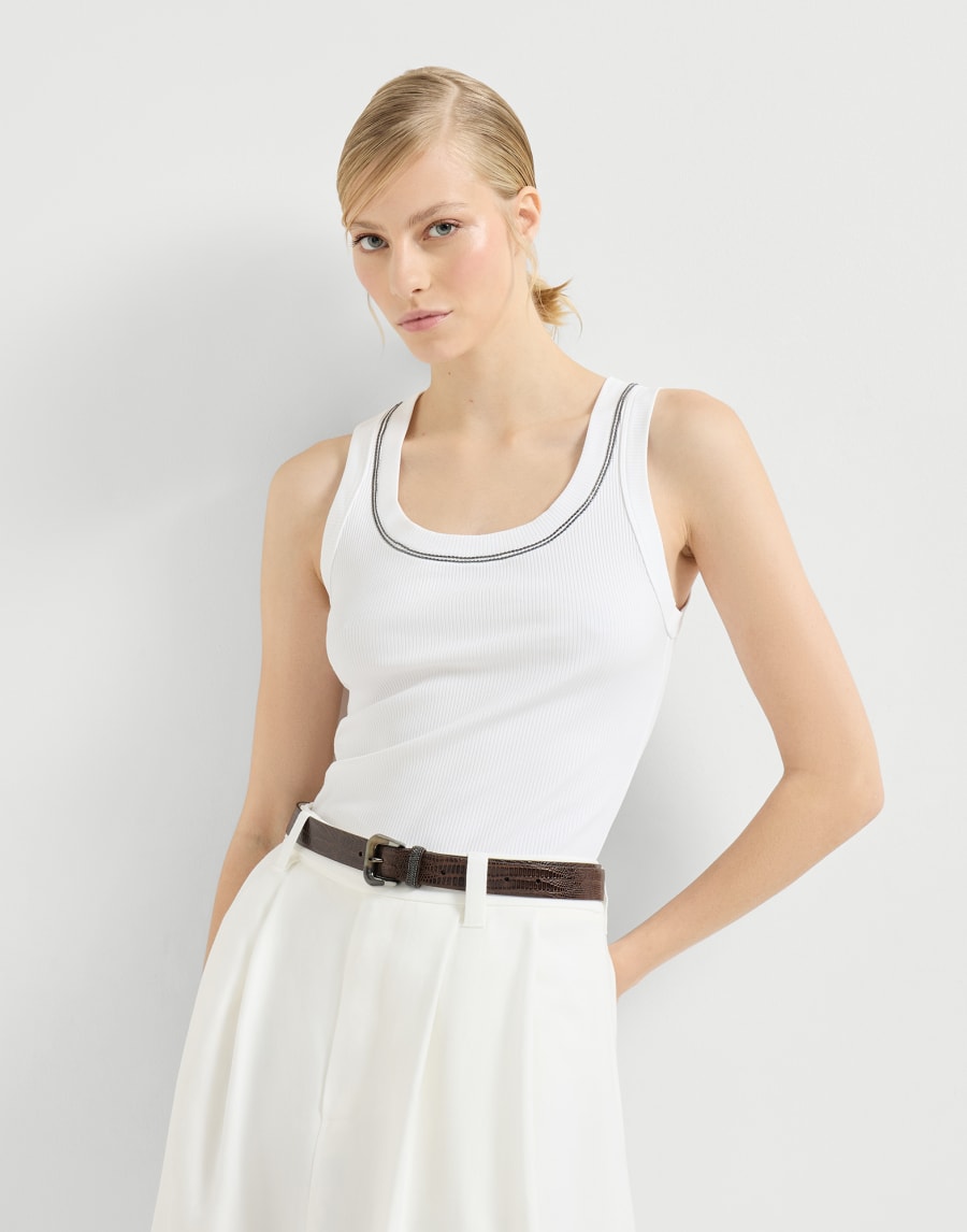 リブジャージー トップ ホワイト レディース - Brunello Cucinelli