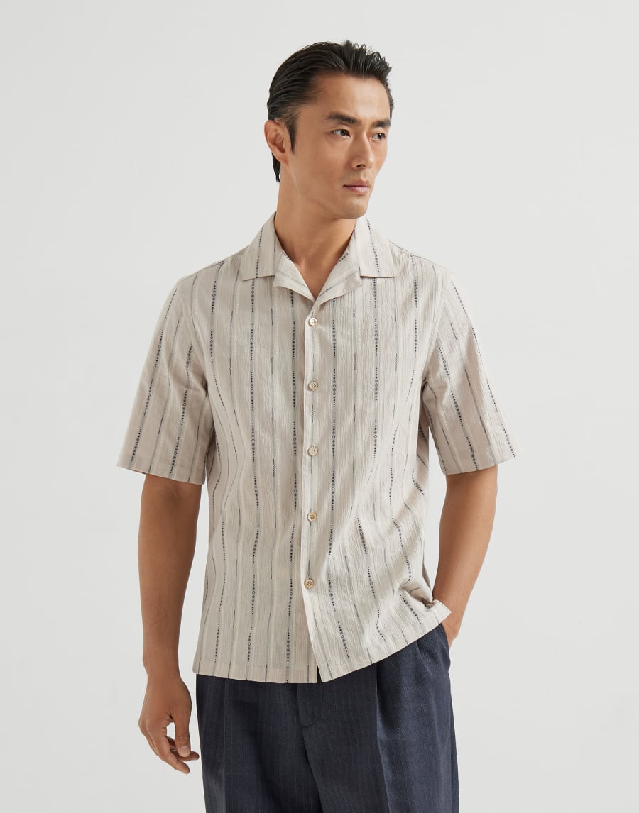 Camisa de seersucker Panamá Hombre - Brunello Cucinelli