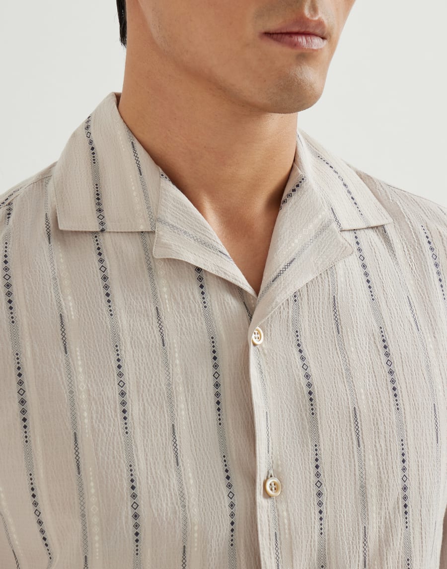 Camisa de seersucker Panamá Hombre - Brunello Cucinelli