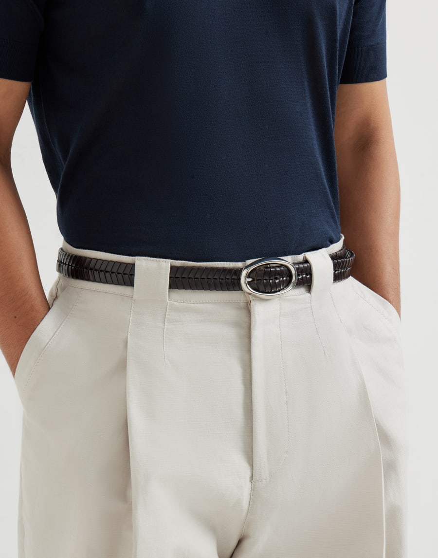 Braided leather belt Chocolate Man - Brunello Cucinelli