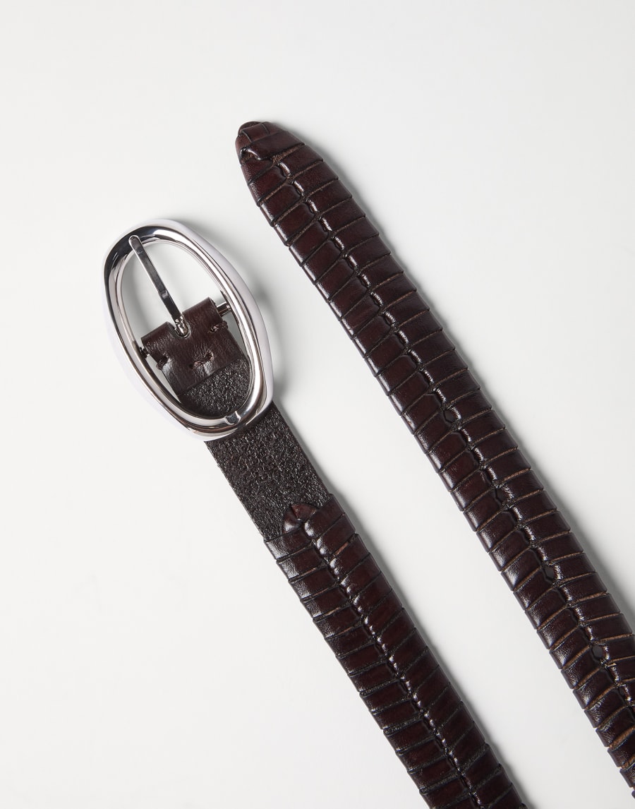 Braided leather belt Chocolate Man - Brunello Cucinelli