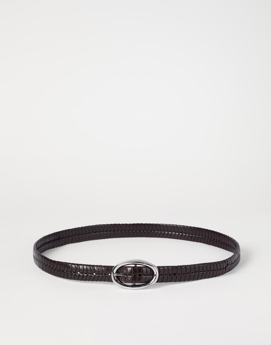 Braided leather belt Chocolate Man - Brunello Cucinelli