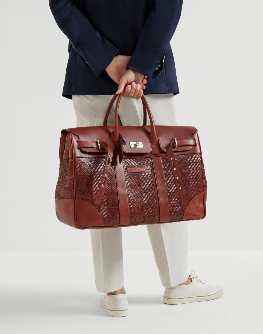 Calfskin and cowhide bag Cognac Man - Brunello Cucinelli
