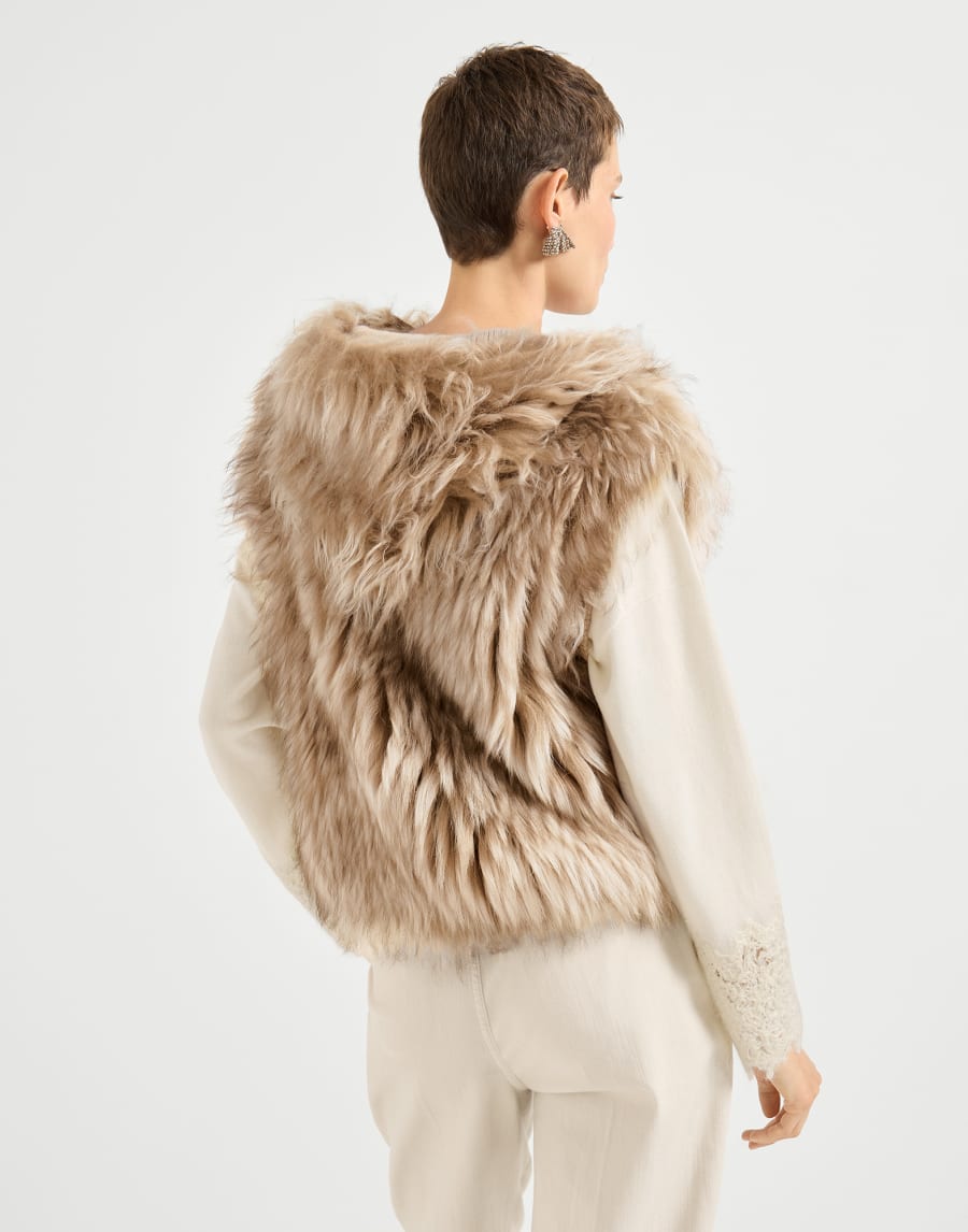 Cozy shearling vest Light Brown Woman - Brunello Cucinelli