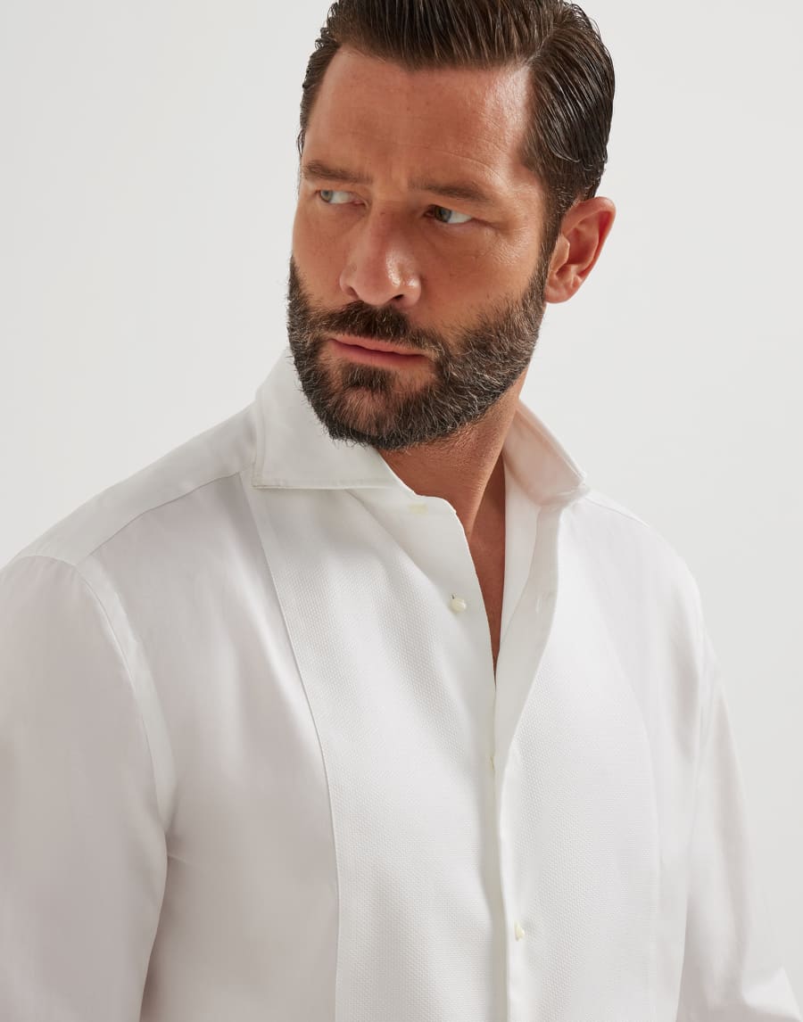 Tuxedo shirt with pleating White Man - Brunello Cucinelli