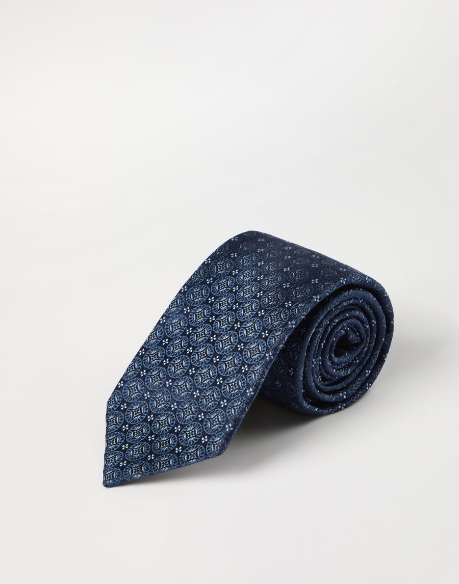 Silk tie with pattern Blue Man - Brunello Cucinelli