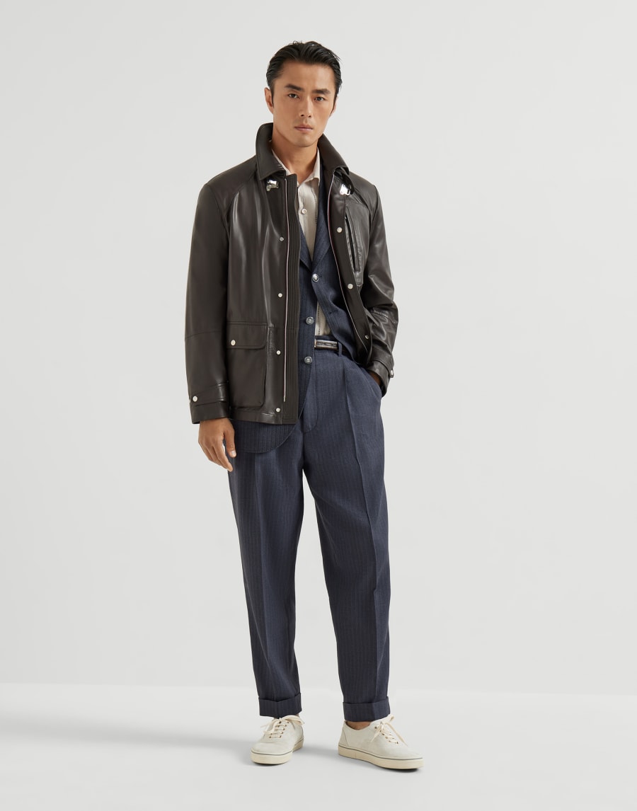 Field jacket in vitello Cioccolato Uomo - Brunello Cucinelli