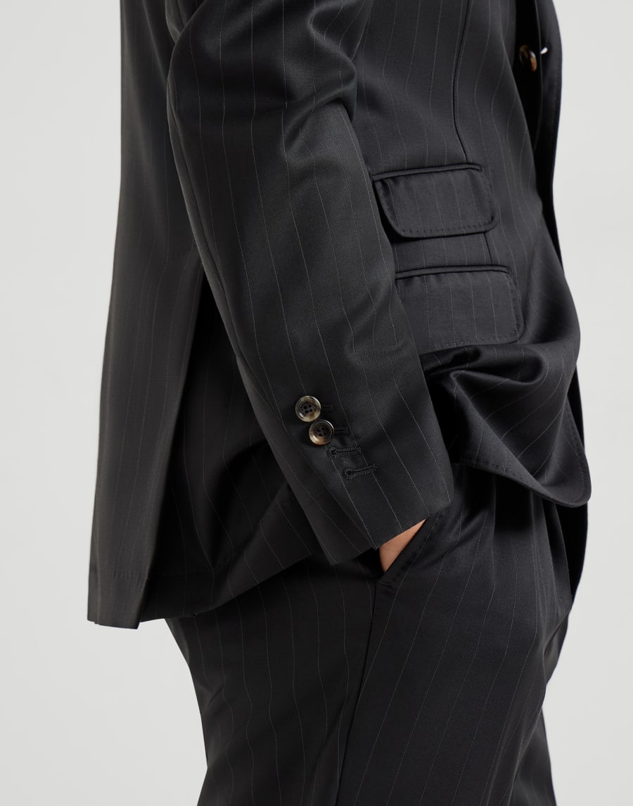 Chalk stripe unconstructed Cavallo blazer Black Man - Brunello Cucinelli