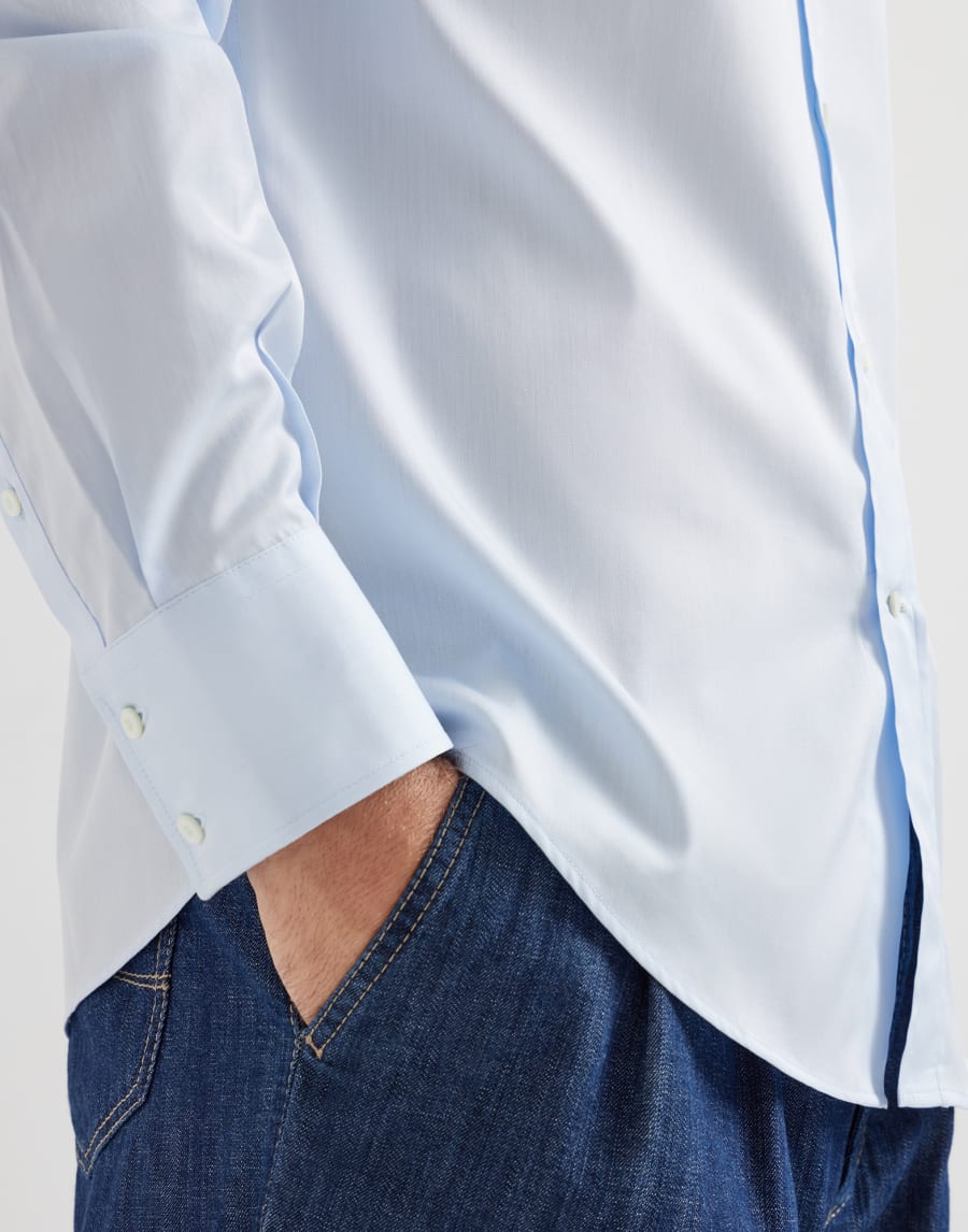 一字领衬衫 天蓝色 男款 - Brunello Cucinelli