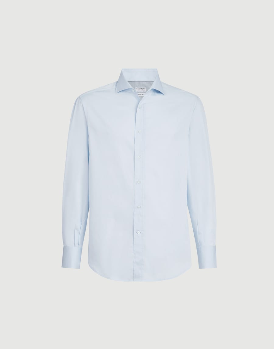 一字领衬衫 天蓝色 男款 - Brunello Cucinelli