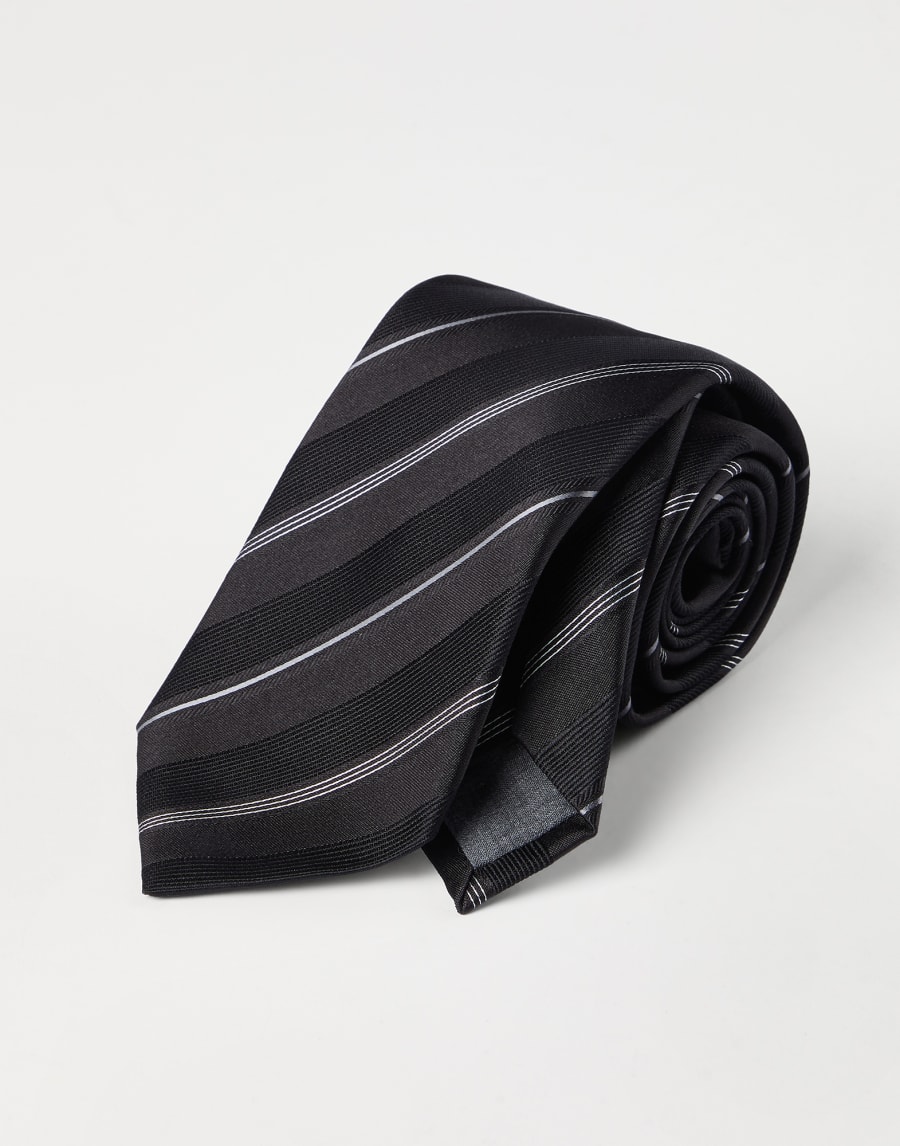 Striped silk necktie Black Man - Brunello Cucinelli