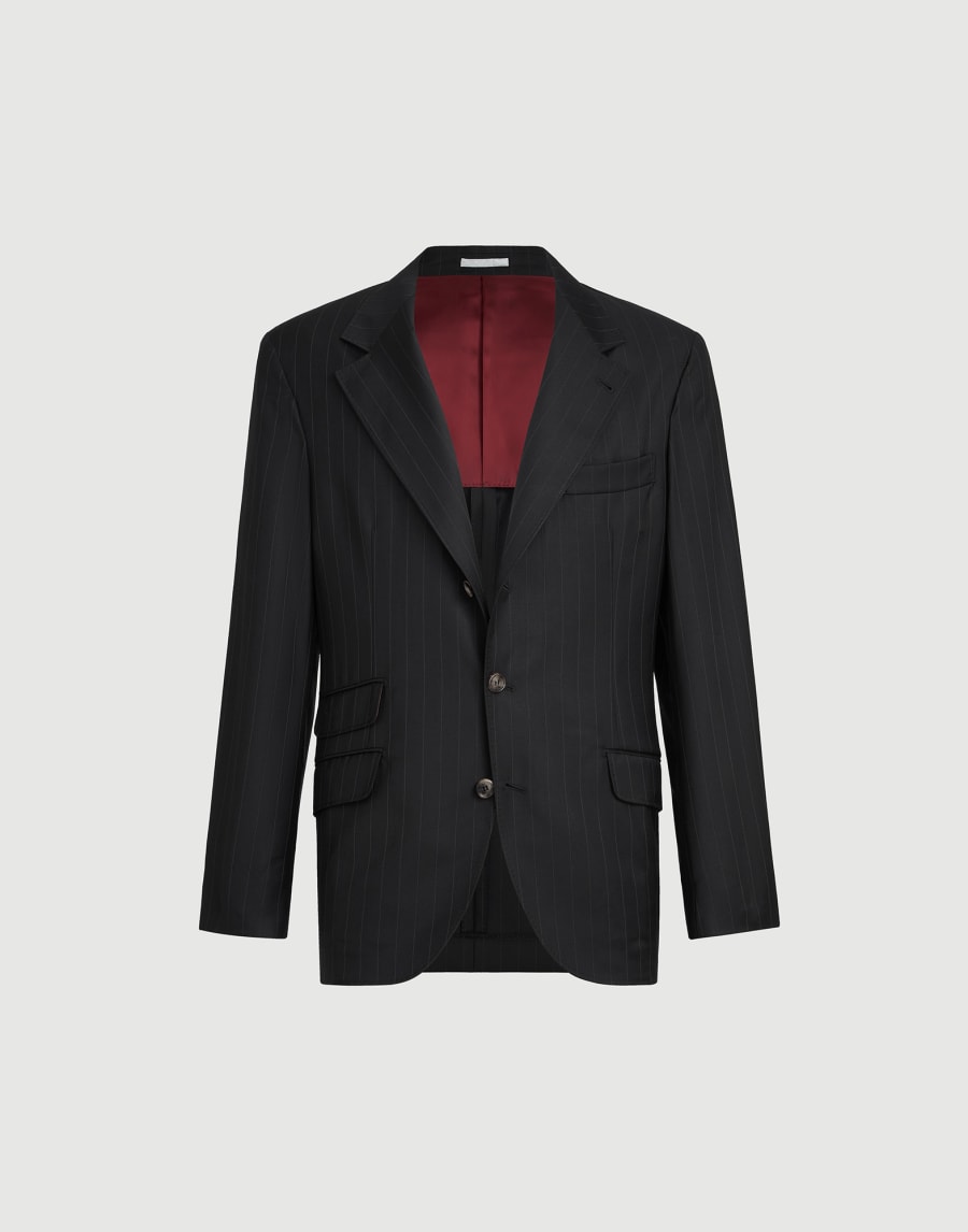 Chalk stripe unconstructed Cavallo blazer Black Man - Brunello Cucinelli