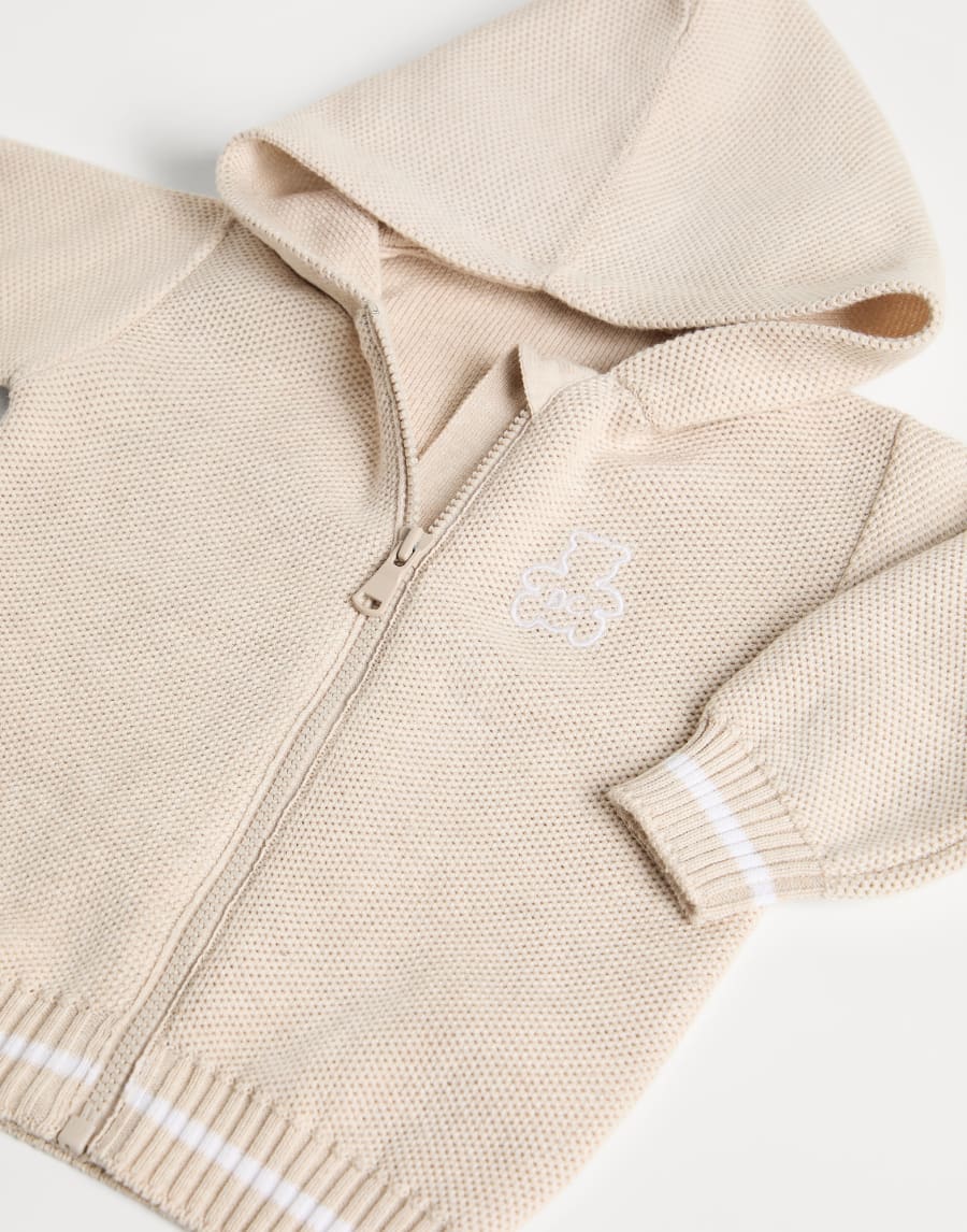 Hooded zip-up sweatshirt Sand Baby - Brunello Cucinelli