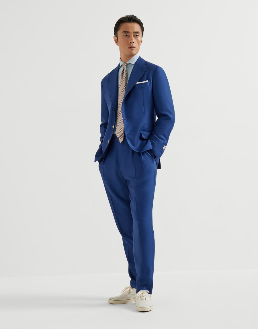 Cashmere and silk blazer Avio Blue Man - Brunello Cucinelli
