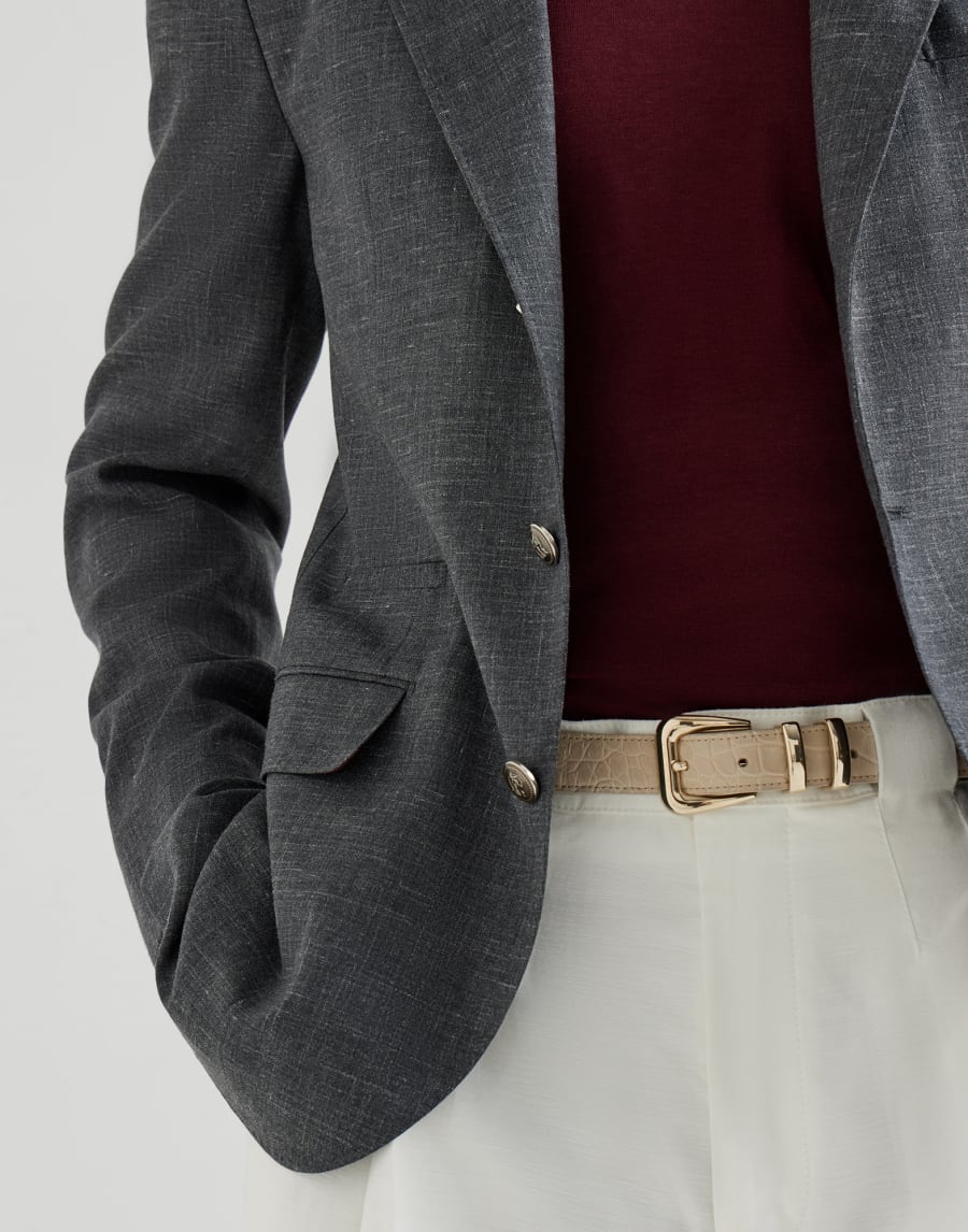 Blazer with metal buttons Dark Grey Man - Brunello Cucinelli