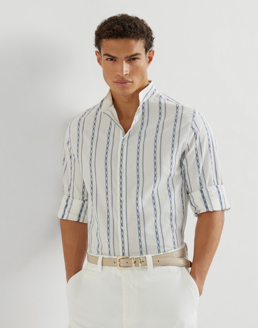 Рубашка с воротником-стойкой Белый Мужчина - Brunello Cucinelli