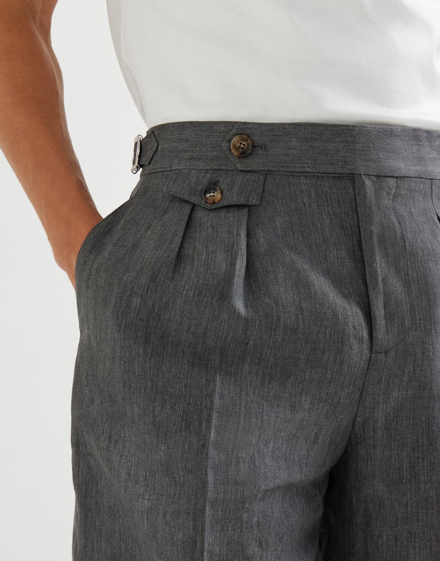 Délavé linen Bermuda shorts Anthracite Man - Brunello Cucinelli