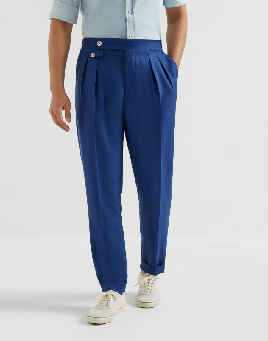 Cashmere and silk trousers Avio Blue Man - Brunello Cucinelli