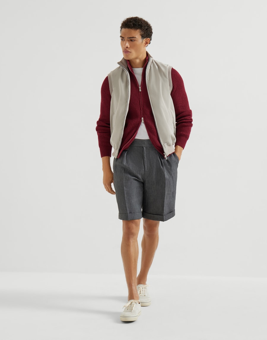 Bermudas en tela de lino deslavado Antracita Hombre - Brunello Cucinelli