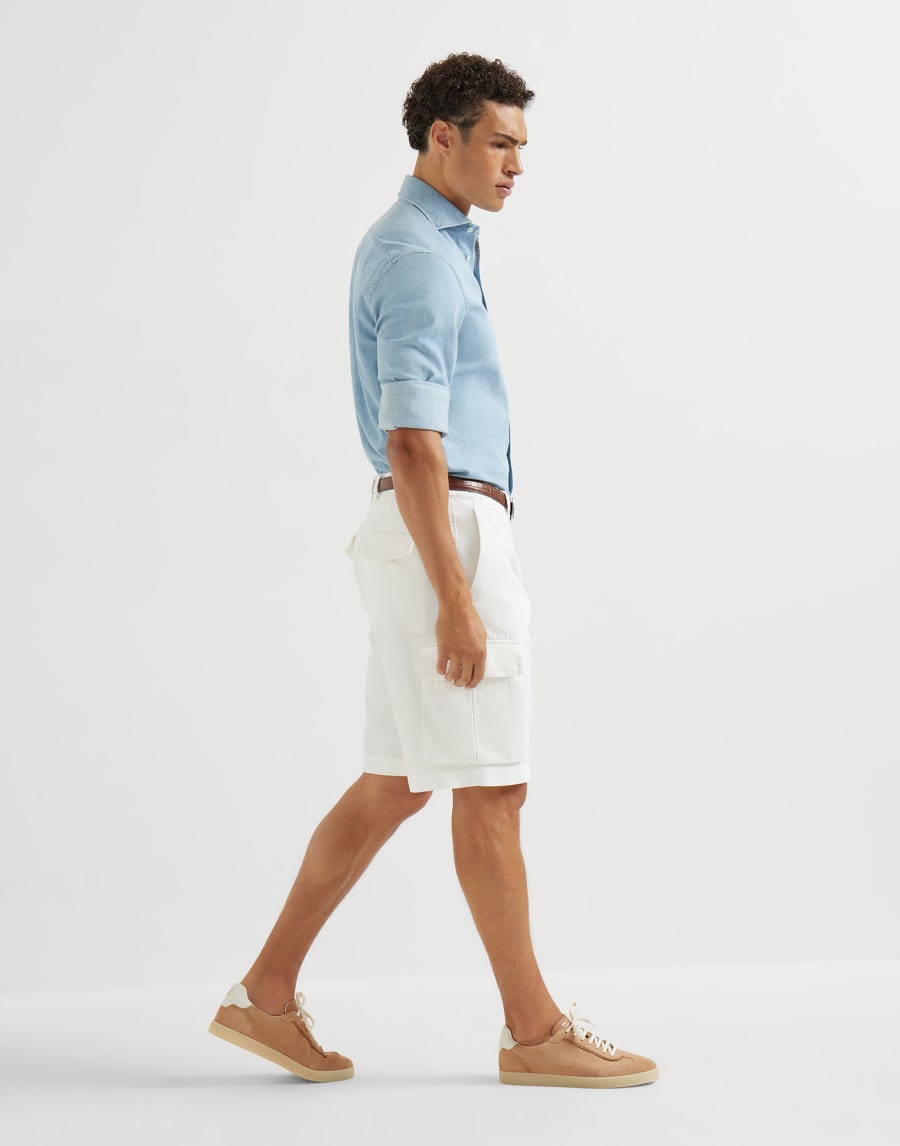 Gabardine Bermuda shorts Snow Man - Brunello Cucinelli