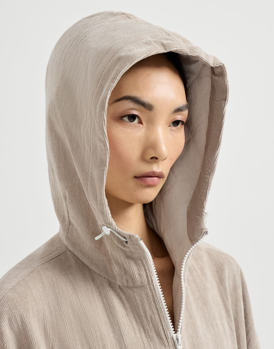 Narrow wale corduroy sweatshirt Beige Woman - Brunello Cucinelli