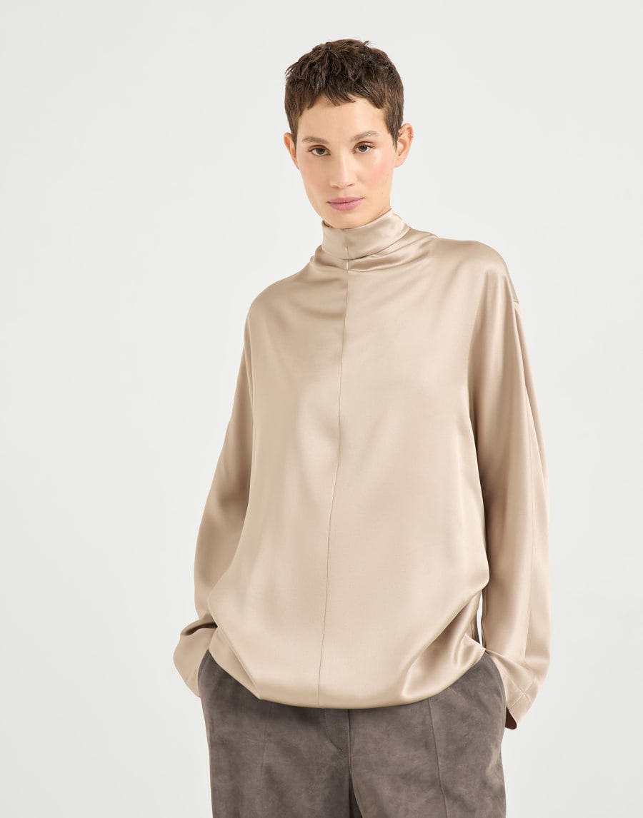 Double silk satin blouse Buff Woman - Brunello Cucinelli