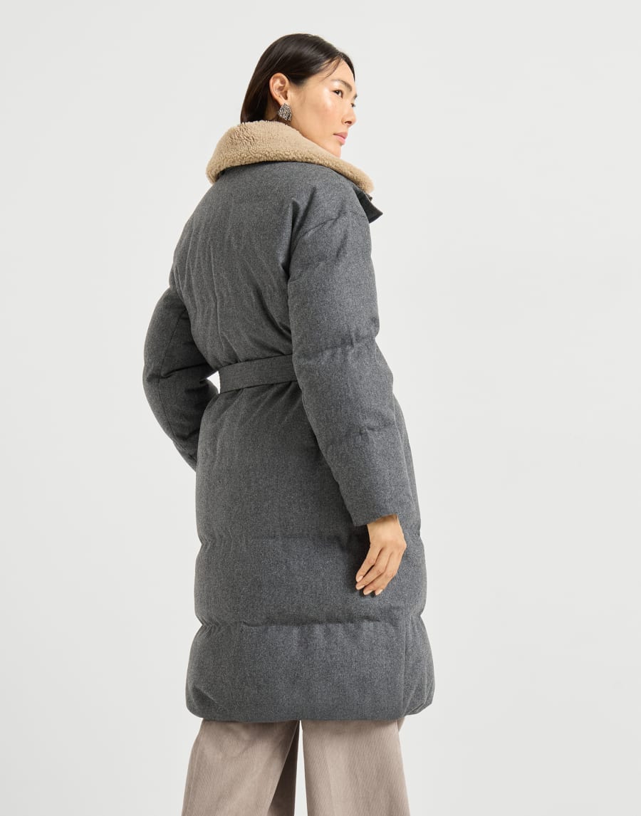 Virgin wool flannel down coat Dark Grey Woman - Brunello Cucinelli