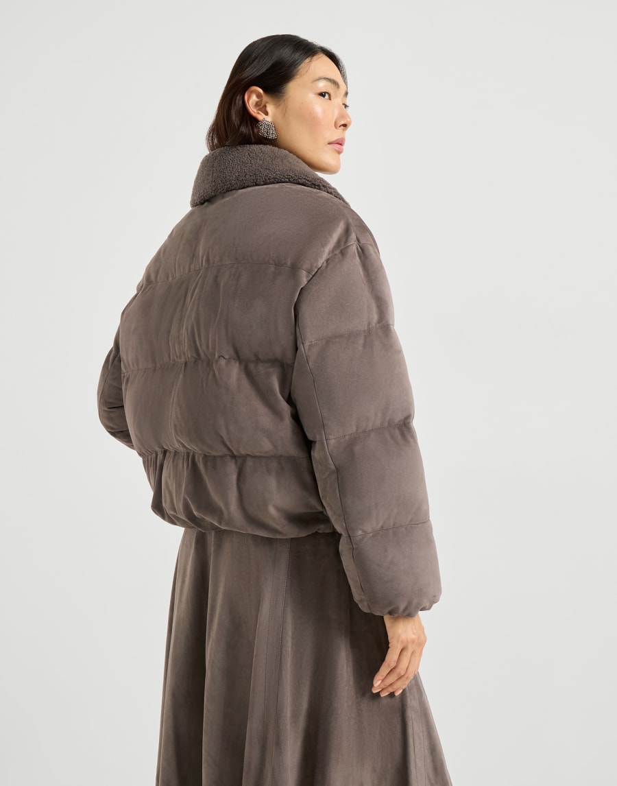 Suede down jacket Mud Woman - Brunello Cucinelli