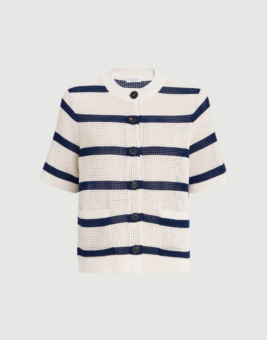 Cardigan in Streifenmuster Blau Damen - Brunello Cucinelli
