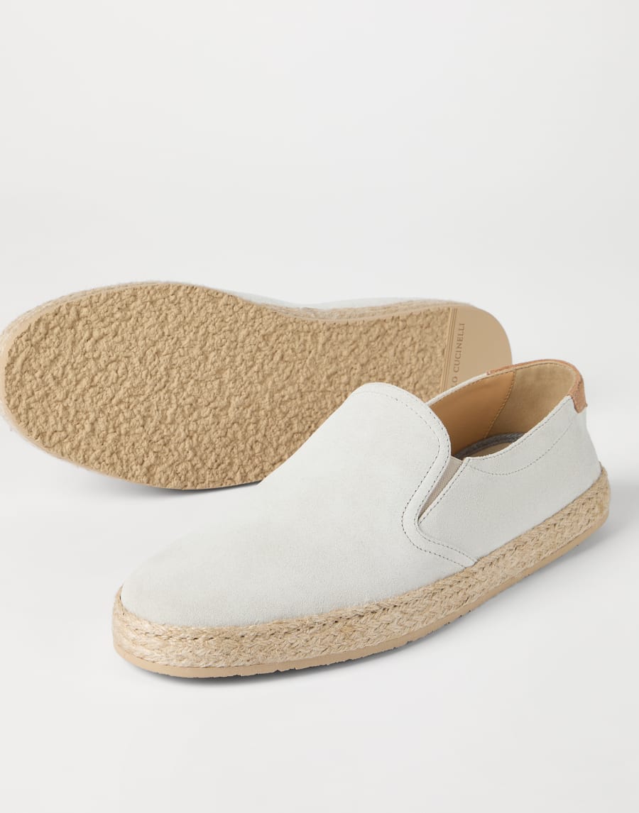 Slip-Ons aus Veloursleder Elfenbein Herren - Brunello Cucinelli
