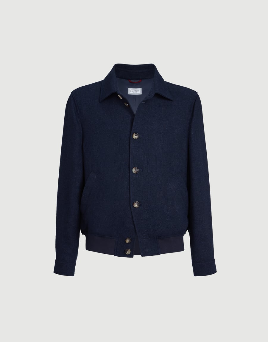 Giubbino in hopsack Blu Navy Uomo - Brunello Cucinelli