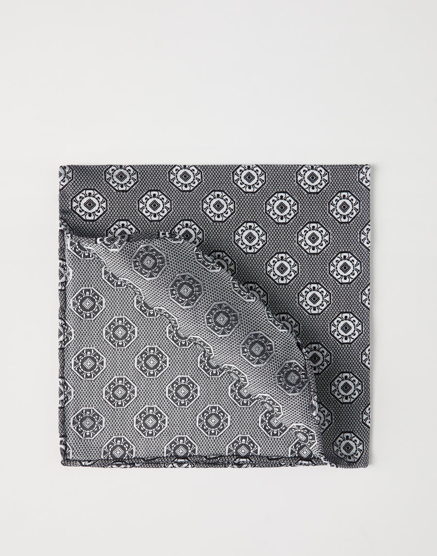 Pocket square with pattern Anthracite Man - Brunello Cucinelli