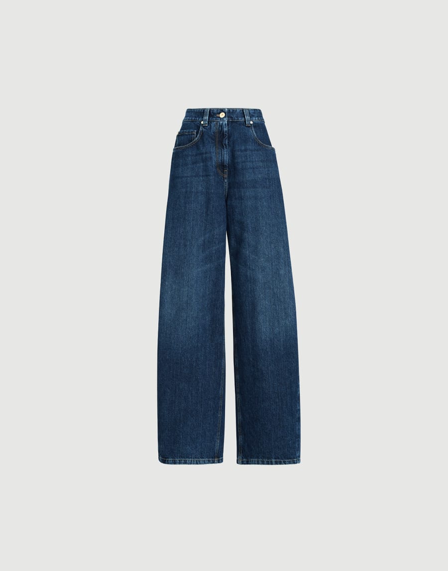 Pantalón Wide Denim Oscuro Mujer - Brunello Cucinelli