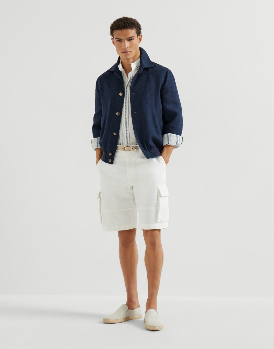 Giubbino in hopsack Blu Navy Uomo - Brunello Cucinelli