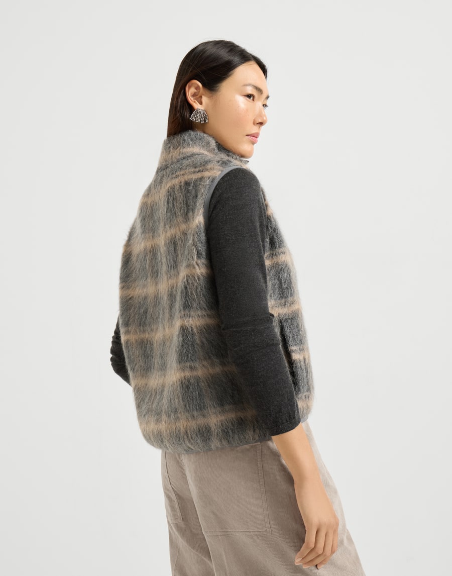 Strickweste in Jacquard Check Muster Damen - Brunello Cucinelli