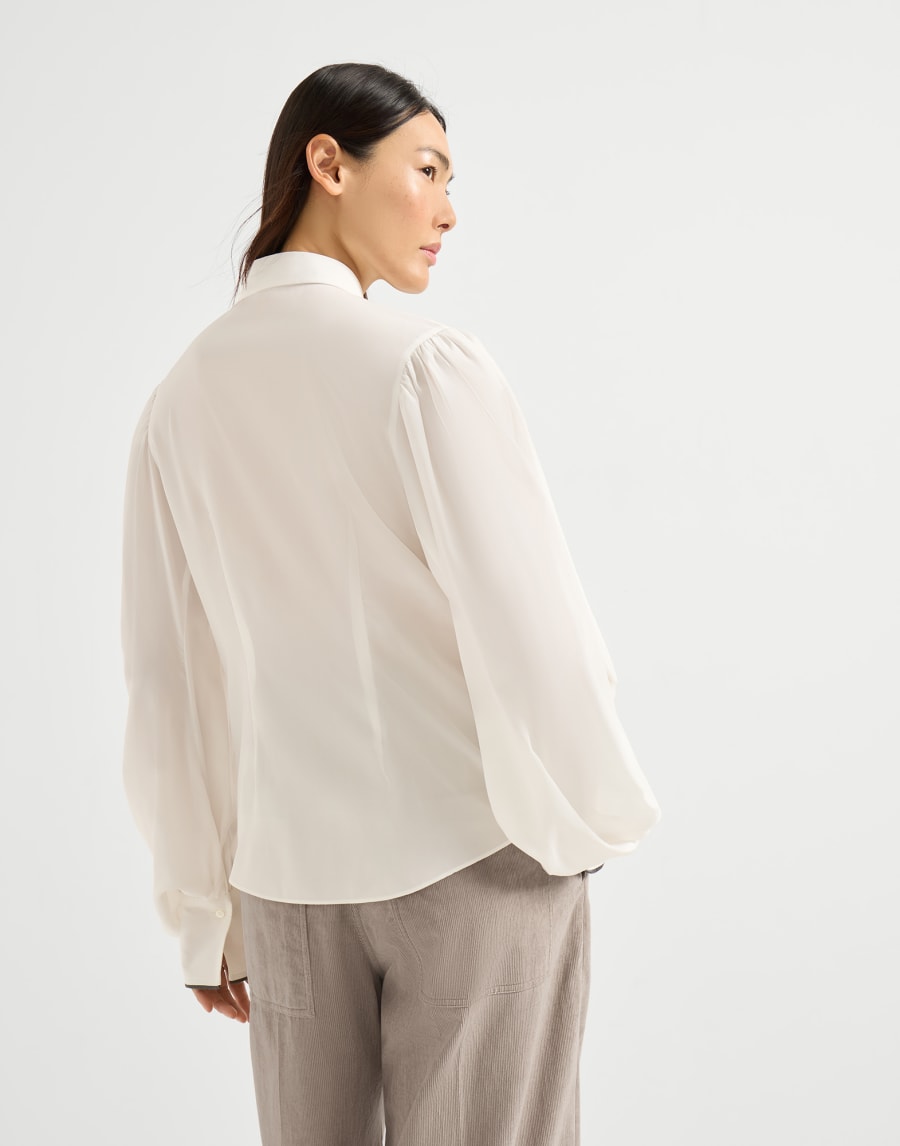 Bluse aus Crêpe de Chine Elfenbein Damen - Brunello Cucinelli