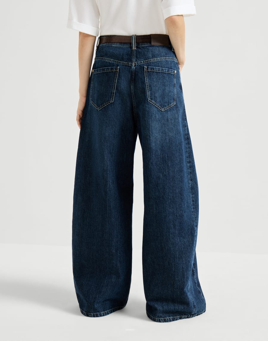 Pantalón Wide Denim Oscuro Mujer - Brunello Cucinelli