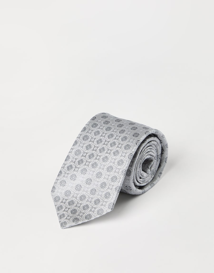 Silk tie with pattern Light Grey Man - Brunello Cucinelli